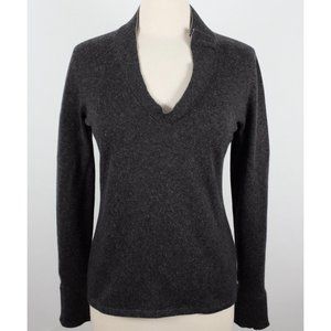 Brunello Cucinelli sz L 100% cashmere sweater monili trim gray